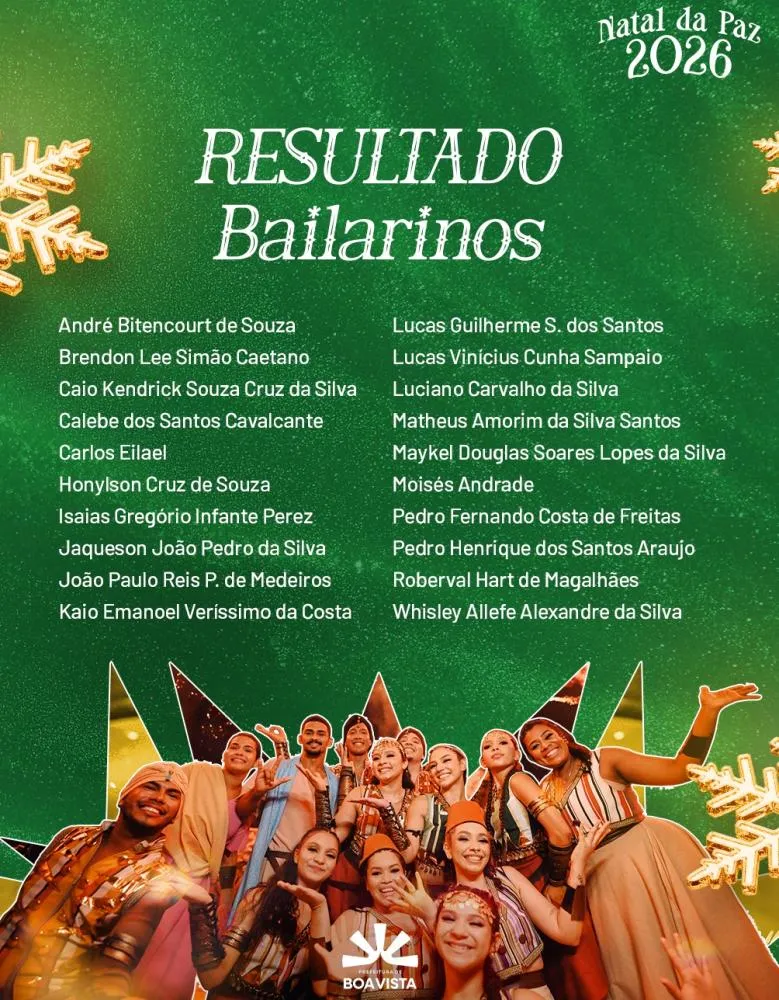 Confira o resultado das audições para o Natal da Paz 2026